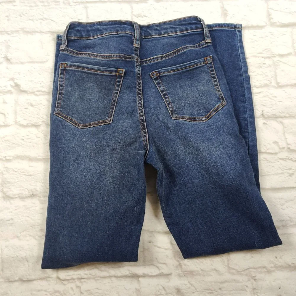Forever 21 womens jeans high rise distressed rip skinny jeans blue denim sz 24 - Picture 5 of 7